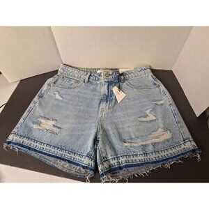 Zenana Shorts Women's Size L 32X5 Cutoff Distressed Medium Wash Denim